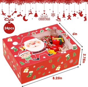 Moretoes กล่องกระดาษเบเกอรี่คริสต์มาส8.25x6x2.75in 24ชิ้นกล่องของขวัญคริสต์มาสสำหรับคัพเค้กปาร์ตี้วันหยุด - Product Image 5