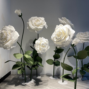 Décoration de scène de mariage F417, <span class=keywords><strong>fleurs</strong></span> géantes en tissu mobile, <span class=keywords><strong>fleurs</strong></span> artificielles en soie géantes en organza à ouverture et fermeture automatiques - Product Image 6