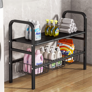 Étagère de rangement double niveau multifonctionnelle en acier au carbone pour évier, panier de rangement sous évier pour cuisine et salle de bain, accessoires d'organisation d'évier - Product Image 4
