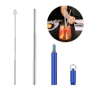 Boba <b>Drinking</b> <b>Straws</b> Retractable Telescopic Collapsible 18/8 18/10 Stainless Steel Drinkware Accessories - Product Image 4