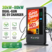 Chargeur DC pour véhicules électriques à deux connecteurs 30kW 40kW 60kW 80kW avec écran publicitaire de 65 pouces pour sites commerciaux