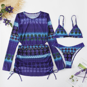 Nuevo conjunto de traje de baño de tres piezas estilo europeo y americano 2022, bikini de moda transfronterizo, protección solar, conservador - Product Image 3