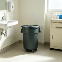 Contenedor de Basura Sanitario de Plástico de 180L, Antihuellas, Superficie Lisa, con Tapa, para Uso Diario en Vestíbulos de Hospitales y Baños
