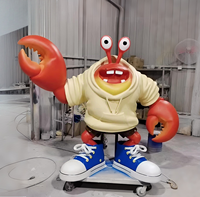 Statue de crabe sculptée en résine durable et illuminée - Taille personnalisable, modèle de dessin animé, lumières LED à économie d'énergie, usage commercial