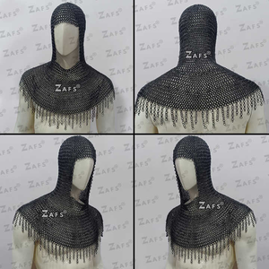 Custom <b>Medieval</b> Chainmail Coif Stainless Steel Hood Handcrafted Historical <b>Costume</b> Armour for SCA Reenactment Fairs Wholesale - Product Image 4