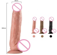 Consolador de silicona negra para mujer, Juguetes sexuales realistas con ventosa