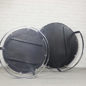 Mesa auxiliar europea redonda de madera Blackbone con respaldo y detalles dorados, juego de 2 mesas con mesa de centro a juego - Product Image 4