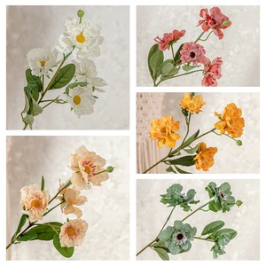 CallaFloral <b>Artificial</b> <b>Flowers</b> Single Stem Wheel <b>Flower</b> <b>White</b> Orange Handmade For Wedding Home Decor - Product Image 3