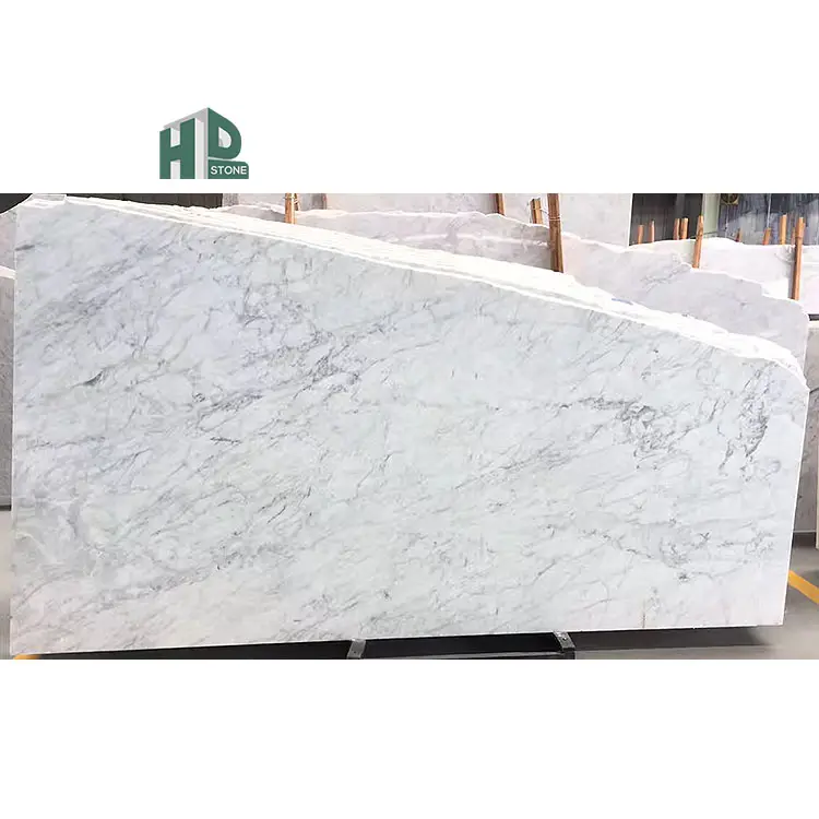 Nuova tendenza di marmo bianco lastra di pietra Carrara marmo bianco mattonelle di marmo bianco con venature grigie lastre di pavimento bianco lucido
