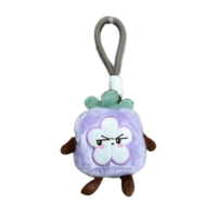 Op maat gemaakte paarse pluche sleutelhanger OEM/ODM pluche speelgoed anime sleutelhanger voor zachte hanger op maat gemaakte pluche sleutelhanger fruit sleutelhanger