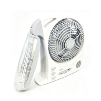 Ventilateur solaire 8 pouces avec radio FM Bluetooth, lecteur de carte TF, batterie LiFePO4 5000 mAh, veilleuse LED, charge Type-C, sortie USB pour téléphone