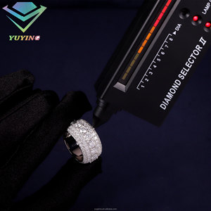 hot sale VVS moissanite GRA certificate 925 silver 18K gold plated round brilliant cut iced out hiphop style <b>ring</b> fashion unisex - Product Image 5