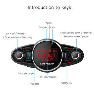 BT08 BT5.0 U Đĩa/Thẻ TF Rảnh Tay Xe BT Cổng Aux 1.3 Inch Màn Hình LCD Máy Phát Fm Máy Nghe Nhạc Mp3 Có Usb - Product Image 6