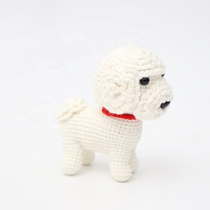 100% fatto a mano all'uncinetto cane giocattolo adorabile orsacdie animato cucciolo portachiavi per bambini su misura a maglia con riempimento in cotone PP - Product Image 4
