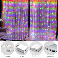 Lampu Dekorasi Dinding Natal Terlaris untuk Kamar Tidur, Luar & Dalam Ruangan, 300 LED Putih, Model Tirai dengan Colokan