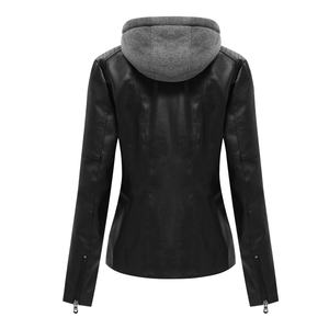 Chaqueta de Cuero Sintético PU Personalizada, Estilo Casual para Hombre y Mujer, con Gorro Desmontable, Fabricante, Una Pieza - Product Image 3