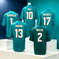 Jersey Berkualitas Tinggi 1 # Tagovailoa 10 # Pergunungan 17 # Waddle 28 # Jersey Bordir Achane American Football Jersey Kustom
