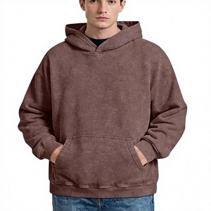 Sweat-shirt à capuche épais en molleton thermique pour homme, personnalisé avec logo OEM, tricoté uni, style vintage délavé à l'acide, 100 % coton - Product Image 5