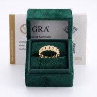 Bague OUGEPHELI VVS1 Moissanite Cuban Link, testée au diamant, plaquée or 14K, style Hip Hop Iced Out pour homme
