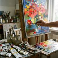 Peinture à l'huile sur toile peinte à la main, sur mesure, grande taille, rouge multicolore, texture 3D épaisse, couteau à palette, art mural floral pour salle à manger