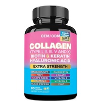 Complément de collagène marin OEM en capsules, Collagène 14 en 1, Vitamine, Biotine, Kératine, Acide Hyaluronique, Capsules de collagène