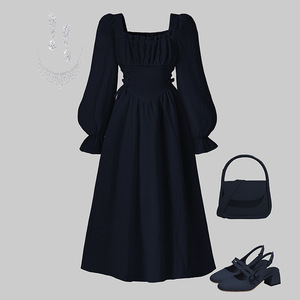 Abito <span class=keywords><strong>Elegante</strong></span> Primavera-Autunno 2026 per Ragazze Adolescenti, Maniche Lunghe, Fiocco in Vita, Slim Fit, Ampio Orlo - Product Image 5