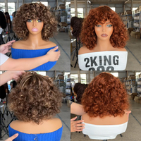 Perruque Bob en Cheveux Humains Indiens Remy Vierges à 100 %, Double Tissage, Boucles Volumineuses, avec Frange, Densité Personnalisable et Sans Colle – Vente en Gros