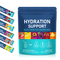 Lenm OEM ODM Poudre d'électrolytes personnalisée, 24 sachets, 6 saveurs, compléments à base de plantes, extraits végétaux, vitamines, électrolytes, énergie
