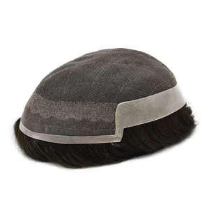 Vente en gros prêt à expédier perruque toupet pour hommes système OCT dentelle avec Poly dos côtés remplacement de cheveux indiens prêt à expédier - Product Image 1