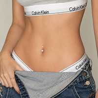 Vente en gros usine : Piercing de nombril en acier inoxydable chirurgical 316L plaqué or avec zircon en forme de cœur, barbell incurvé, pour mariage