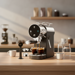 Cafetera Semiautomática para el Hogar con Barandilla de Protección, Control Digital, Pre-infusión y Alta Presión de 15 Bares, Capacidad para 2 Tazas - Product Image 1