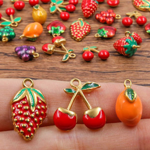 Pulsera de Acero Inoxidable 316L con Dijes de Cereza y Dijes de Comida, Chapada en Oro PVD de 14k 18k, Personalizable DIY para Pulseras y Collares - Product Image 3