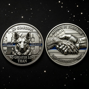Pièce commémorative K9 pour chiens : Défi, Fidélité, Courage, Gardien – Cadeau pour les amoureux des chiens, pièce de collection - Product Image 1