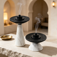 Brûleur d'encens moderne en marbre, brûleur de Bakhoor, support d'encens en métal ajouré, décoration arabe pour villa, hôtel, cadeau de Ramadan