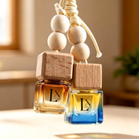 Diffuseur de parfum pour voiture en verre avec logo personnalisé, en bois mat et liège, 5ml, 10ml, 12ml, 15ml, en forme de cube, à suspendre au rétroviseur, avec dégradé de couleurs