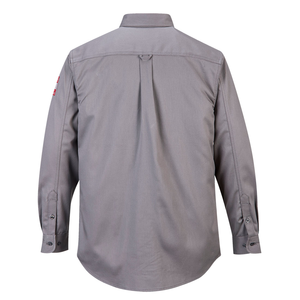 Camicia da Lavoro in Cotone FR per Operai del Settore Petrolifero, Resistente alle Fiamme, Abbigliamento da Lavoro Industriale per Saldatura, Colore Grigio - Product Image 2