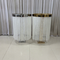 Support floral en acier inoxydable doré avec rideau de franges pour mariage, décoration de table, centres de table pour réceptions de mariage