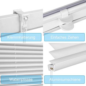 Store plissé occultant sans perçage 80x130cm, tendu, <span class=keywords><strong>opaque</strong></span>, protection solaire, blanc - Product Image 3
