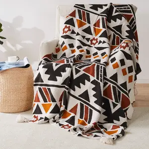 Summer Bohemian Sofa Aztec Throw Blankets Couch Bed Knitted Blanket Comfortable Swaddle Blanket 50x60 inches