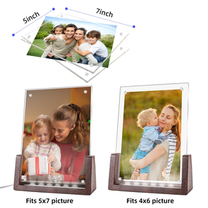 5x7 Picture <b>Frames</b> Set of 2 Rustic <b>Photo</b> <b>Frame</b> with Wooden Base and Tempered Glass for Tabletop - Product Image 3