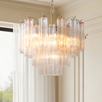 Lustre LED en verre vintage français de luxe, Murano, pour hôtel, villa, salon, lampe suspendue moderne en cristal fantaisie