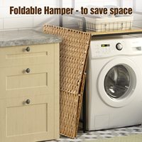 Cesto de Ropa Plegable Multifuncional con Tapa, Sin Necesidad de Instalación, 110L, Cestas de Mimbre, 2 Bolsas de Forro Extraíbles para Almacenamiento de Ropa