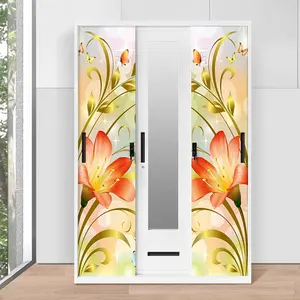 Armoire motif pintu geser baja modern almirah cermin desain lemari logam penyimpanan pakaian kamar tidur lemari furnitur