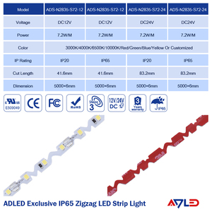 ADLED Zig Zag SMD2835 72LED/m 6mm Flexible <b>LED</b> Strip 12V Remote Control ROHS Certified Outdoor Ceiling Lighting - Product Image 3