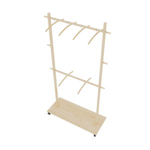 Perchero de madera maciza moderno Db de 2 niveles con estante ajustable y ruedas para almacenamiento en el dormitorio - Product Image 5