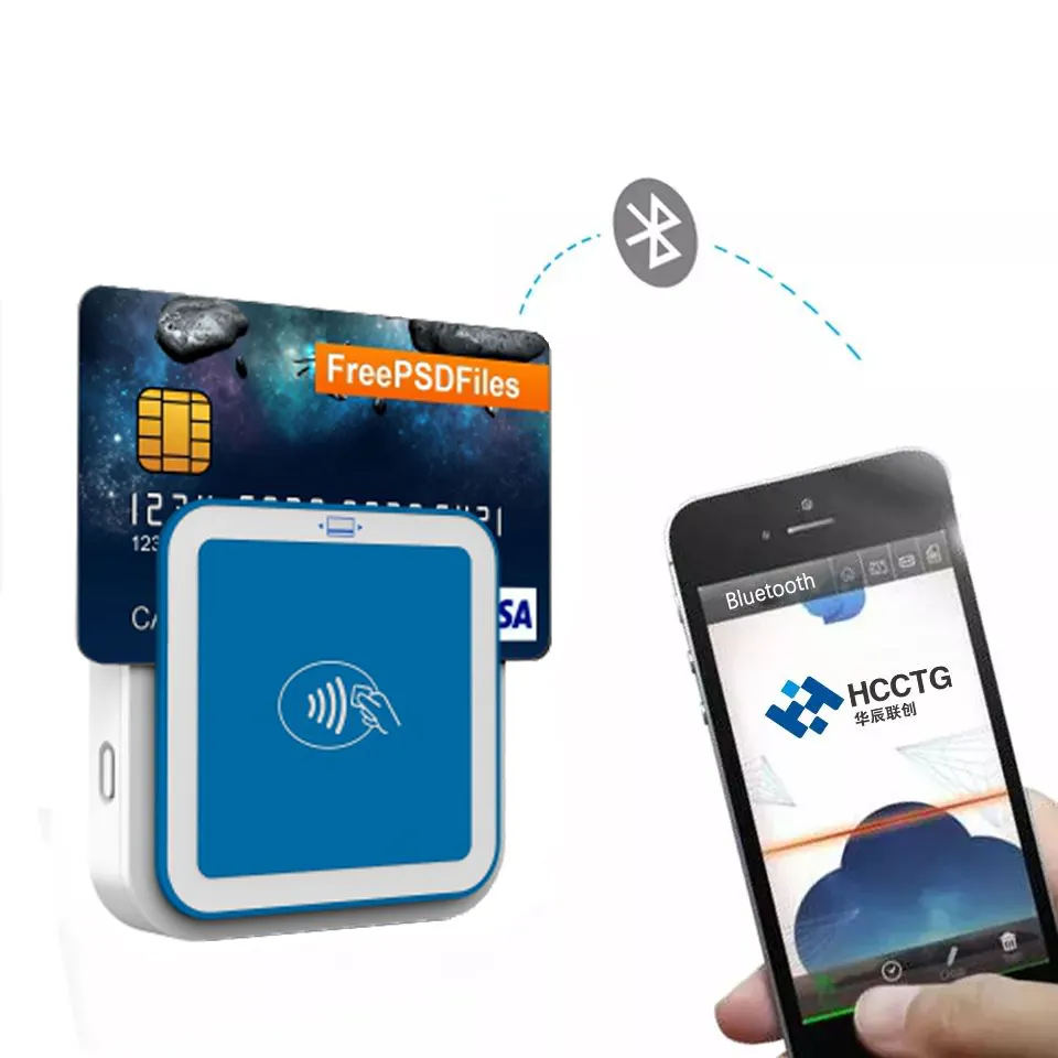 Portable BT 3 In 1 Mobile Smart Emv Chip Credit Card Reader for E-Payment I9