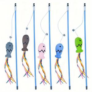 Giocattolo per Gatti a Forma di Pesce con Nastro Colorato, Stile Commercio Transfrontaliero - Product Image 4