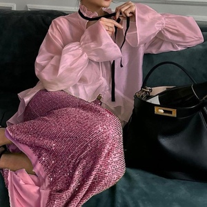 เสื้อเบลาส์ซีทรูเซ็กซี่ของผู้หญิงแฟชั่นเสื้อแขนบานฤดูร้อนใหม่ - Product Image 6