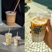 Gobelets à café en plastique PLA transparent biodégradable et recyclable avec couvercles plats/à bec verseur, logo personnalisé, 10/12/14/16/24 oz