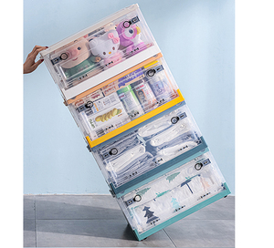 High-quality Multi-Purpose different sizes clear transparent foldable Sustainable Stackable storage box with wheels